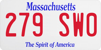 MA license plate 279SW0