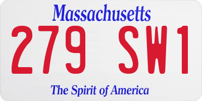 MA license plate 279SW1