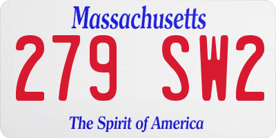 MA license plate 279SW2
