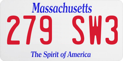 MA license plate 279SW3