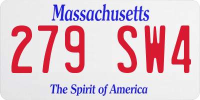 MA license plate 279SW4