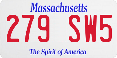MA license plate 279SW5