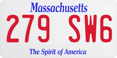 MA license plate 279SW6