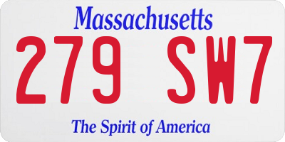 MA license plate 279SW7