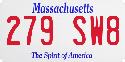 MA license plate 279SW8