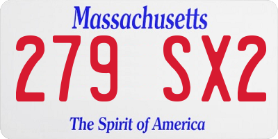MA license plate 279SX2