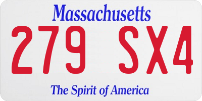 MA license plate 279SX4