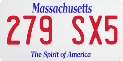 MA license plate 279SX5