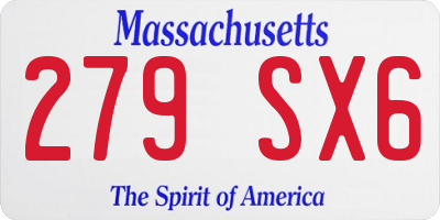 MA license plate 279SX6
