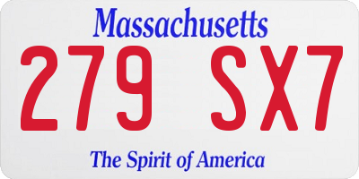 MA license plate 279SX7