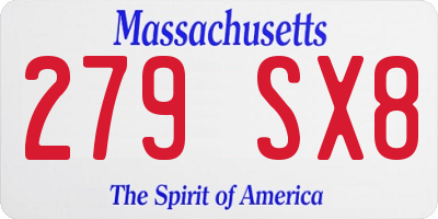 MA license plate 279SX8