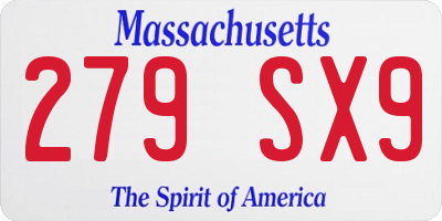 MA license plate 279SX9