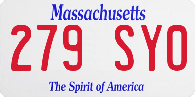 MA license plate 279SY0