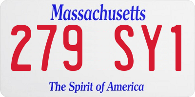 MA license plate 279SY1