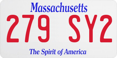 MA license plate 279SY2