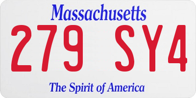 MA license plate 279SY4