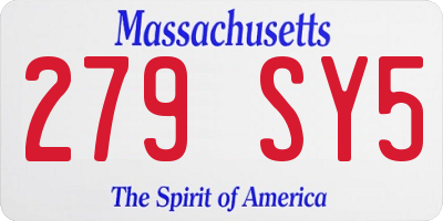 MA license plate 279SY5