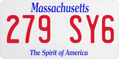 MA license plate 279SY6