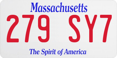 MA license plate 279SY7