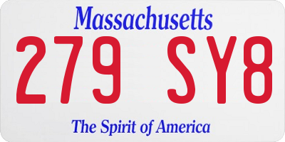 MA license plate 279SY8