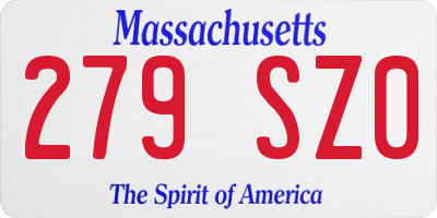MA license plate 279SZ0
