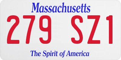 MA license plate 279SZ1