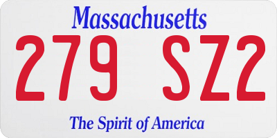 MA license plate 279SZ2
