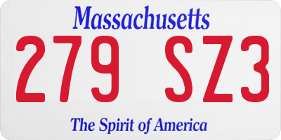 MA license plate 279SZ3
