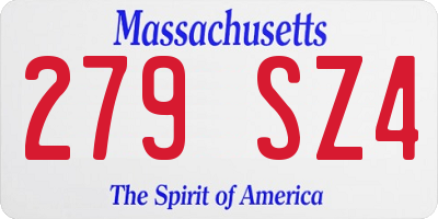 MA license plate 279SZ4