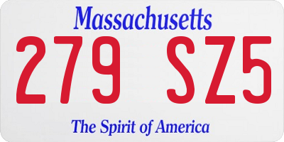 MA license plate 279SZ5