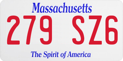 MA license plate 279SZ6