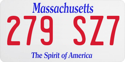 MA license plate 279SZ7