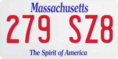 MA license plate 279SZ8