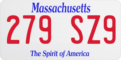 MA license plate 279SZ9