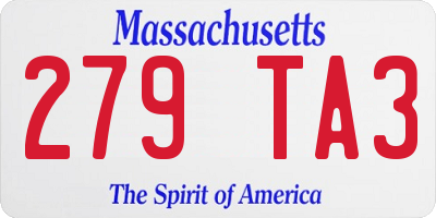 MA license plate 279TA3