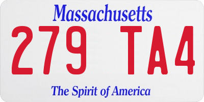 MA license plate 279TA4