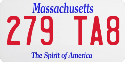 MA license plate 279TA8