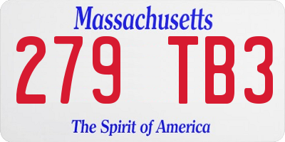 MA license plate 279TB3