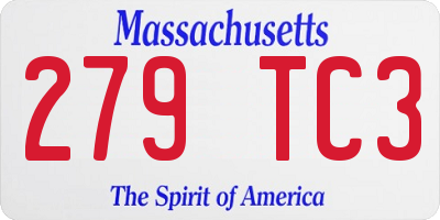 MA license plate 279TC3