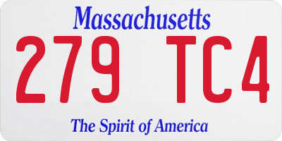 MA license plate 279TC4