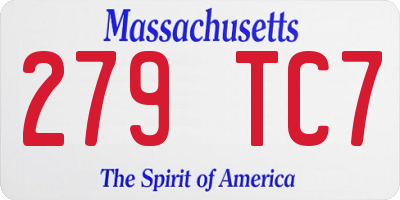 MA license plate 279TC7