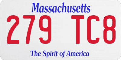 MA license plate 279TC8
