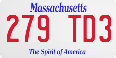 MA license plate 279TD3