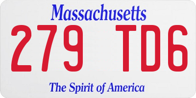 MA license plate 279TD6