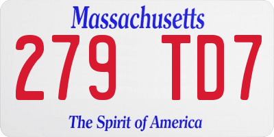 MA license plate 279TD7