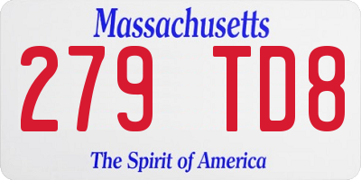 MA license plate 279TD8