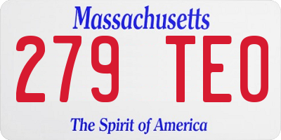 MA license plate 279TE0