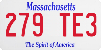 MA license plate 279TE3