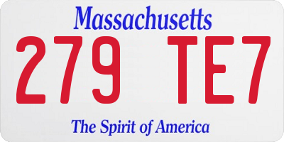 MA license plate 279TE7