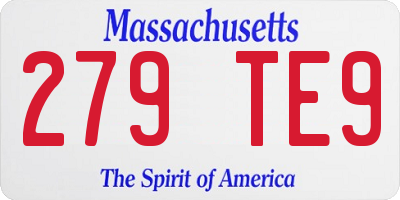 MA license plate 279TE9